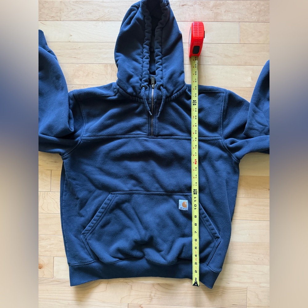 Carhartt Men’s Rain Defender Dark Blue Hooded Fleece Pullover - Picture 6 of 6
